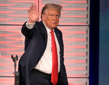 Former President Donald Trump acknowledges attendees after speaking at the Republican Party of Florida Freedom Summit, Saturday, Nov. 4, 2023, in Kissimmee, Fla.