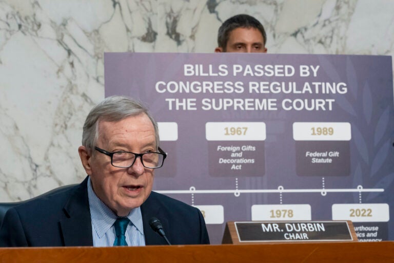 Senate Judiciary Committee chairman Sen. Dick Durbin, D-Ill., speaks during a mark up business meeting of the Senate Judiciary Committee, on Capitol Hill, Thursday, Nov. 9, 2023, in Washington.