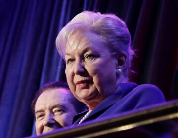 Federal judge Maryanne Trump Barry, older sister of Donald Trump, sits in the balcony during Trump's election night rally in New York, Nov. 9, 2016.