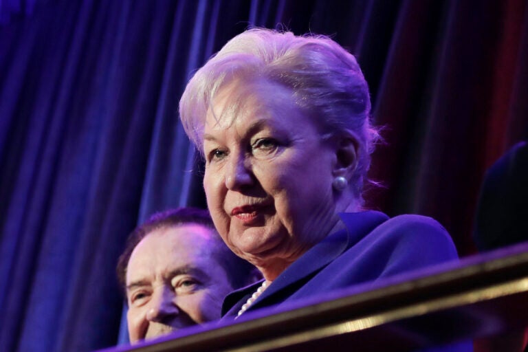 Federal judge Maryanne Trump Barry, older sister of Donald Trump, sits in the balcony during Trump's election night rally in New York, Nov. 9, 2016.