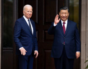 President Joe Biden greets China's President President Xi Jinping at the Filoli Estate in Woodside, Calif., Wednesday, Nov, 15, 2023, on the sidelines of the Asia-Pacific Economic Cooperative conference.