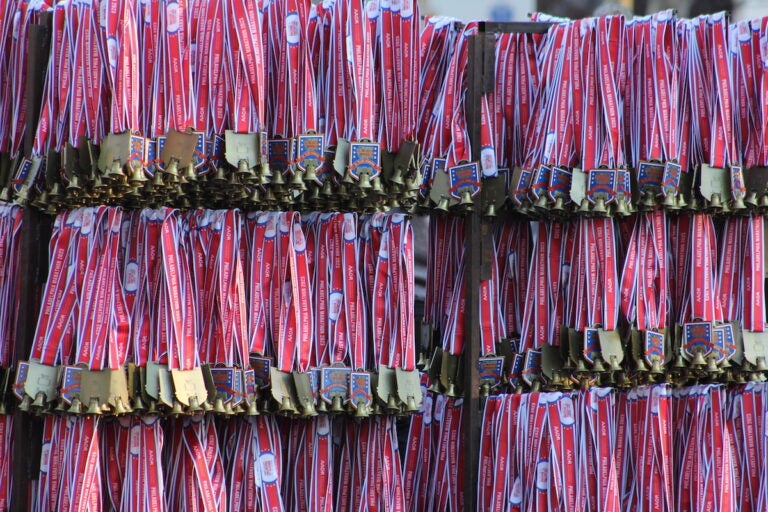 Plenty of medals were ready to hand out to folks who finished the AACR Philadelphia Marathon on Sunday.