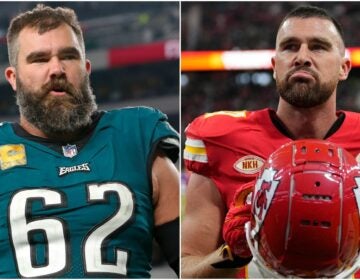 Philadelphia Eagles center Jason Kelce and Kansas City Chiefs tight end Travis Kelce.