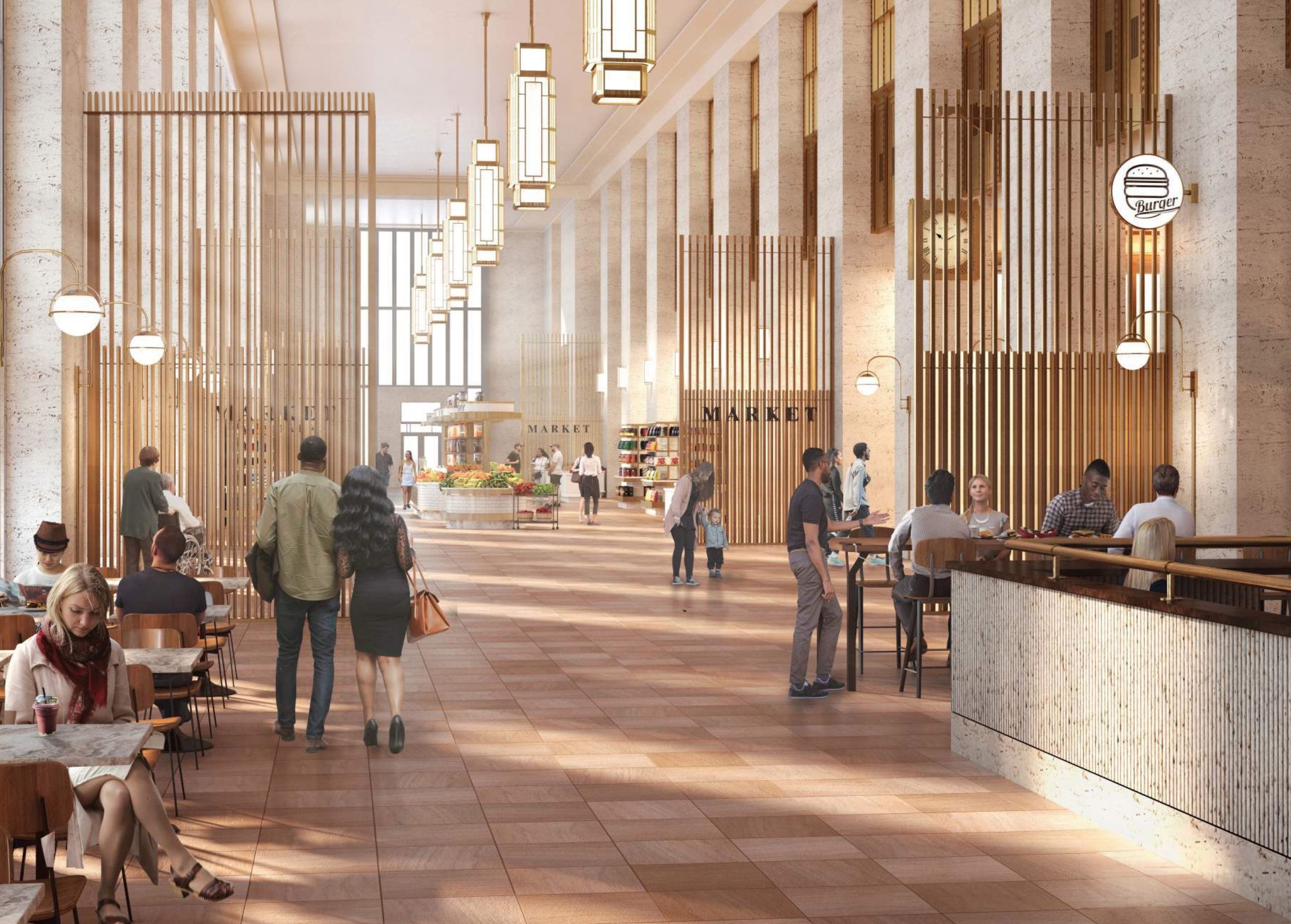 Rendering of inside the train station