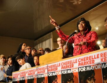 Cherelle Parker addressing her supporters