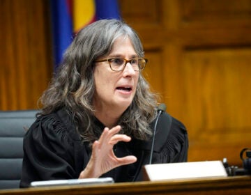Judge Sarah B. Wallace presides over closing arguments