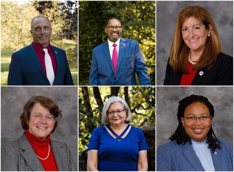 Left to right from the top: Bill Dennon, Jeffrey Jones, Elaine Paul Schaefer, Christine Reuther, Joy Schwartz, and Dr. Monica Taylor are candidates for the Delaware County Council.