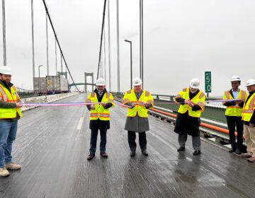 Ribbon cutting on the bridge