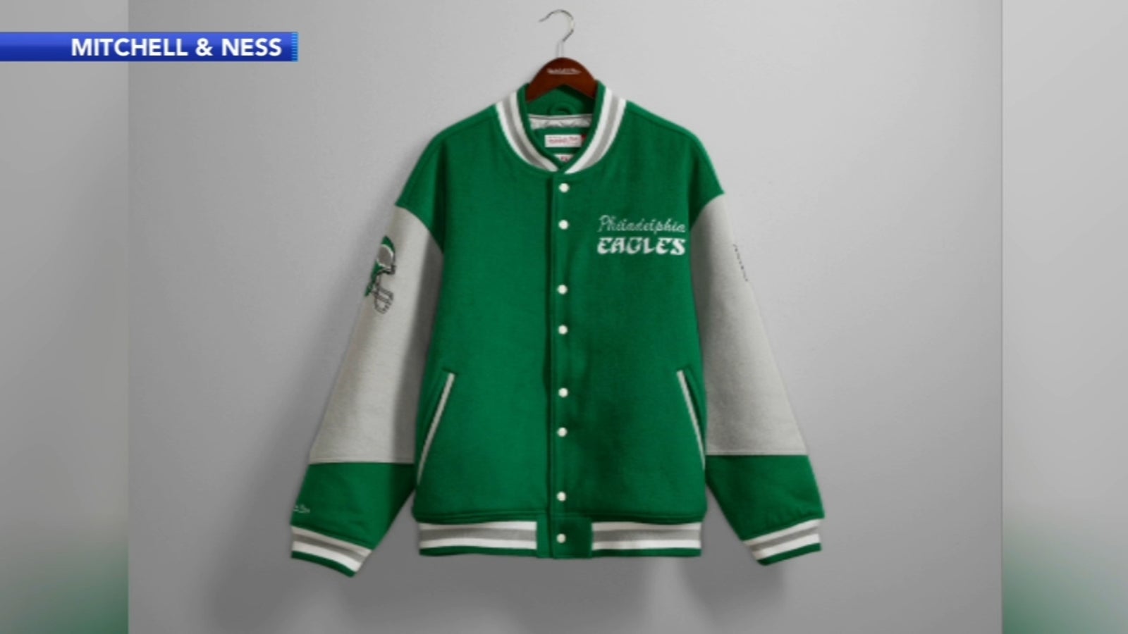 Iconic Kelly green, vintage Eagles letterman jackets being sold