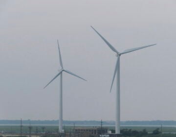 Land-based wind turbines turn in Atlantic City