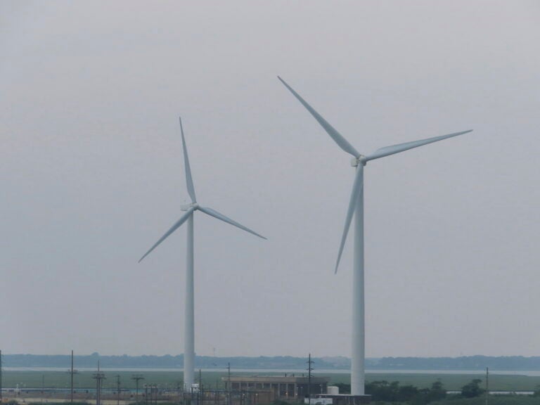 Land-based wind turbines turn in Atlantic City