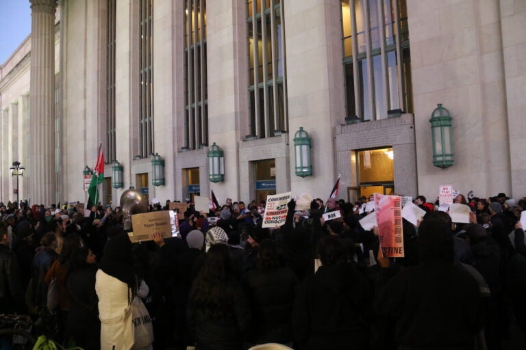 Protesters outside of 30th street station