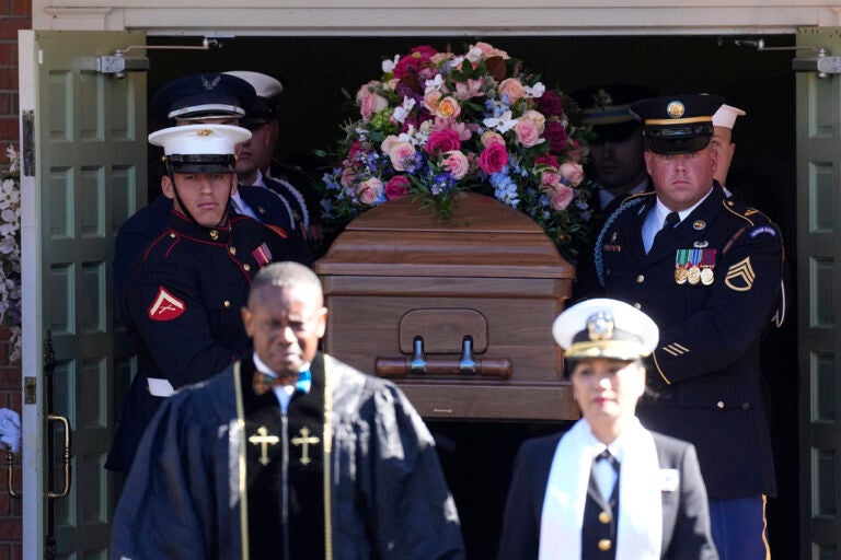 Pallbearers carry Rosalynn Carter's casket