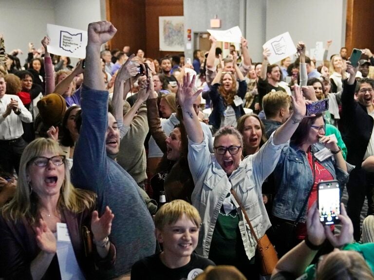 Supporters for a pro-abortion ballot measure cheer