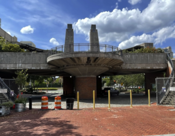 Pedestrian bridge closed off for construction