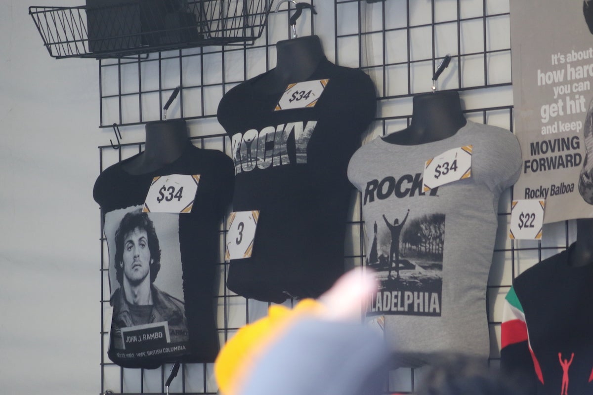 The popup Rocky Store was filled with merch from the Sly Stallone brand. (Cory Sharber/WHYY)