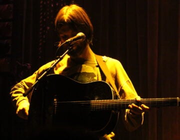 Singer/songwriter Matt Quinn of Mt. Joy performed at Johnny Brenda's in Fishtown on Dec. 20, 2023 for a series of benefit shows for the holiday season. (Cory Sharber/WHYY)