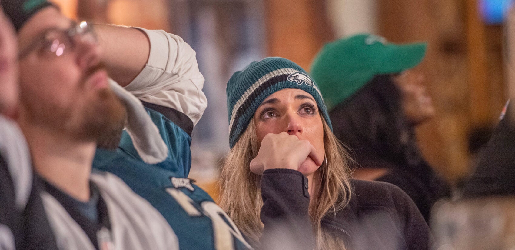 Eagles fans watching the game on TV