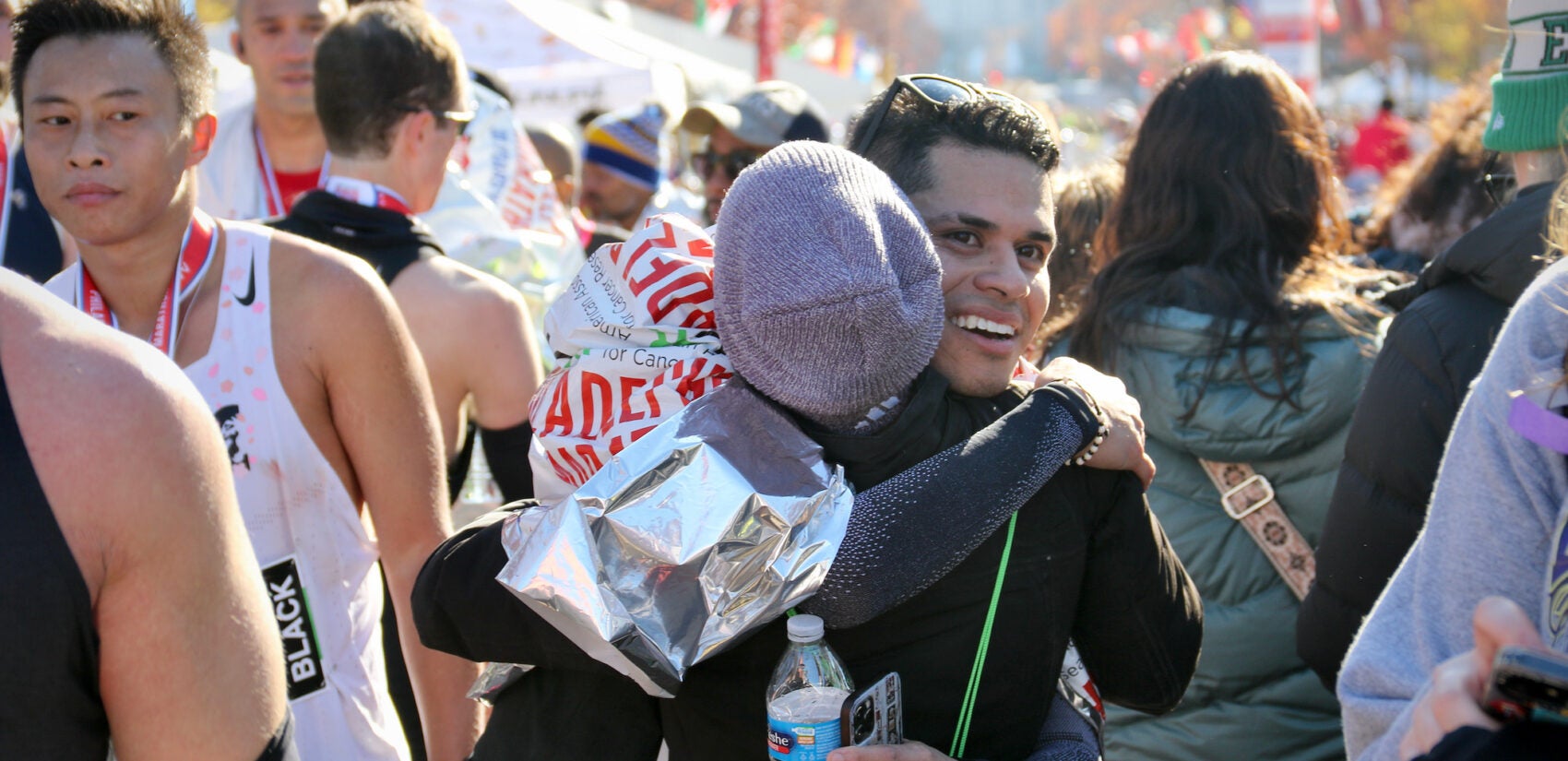 The 30th AACR Philadelphia Marathon saw thousands of people pack the Benjamin Franklin Parkway on Sunday, Nov. 19, 2023 to pursue the 26.2 mile journey in front of them. (Cory Sharber/WHYY)
