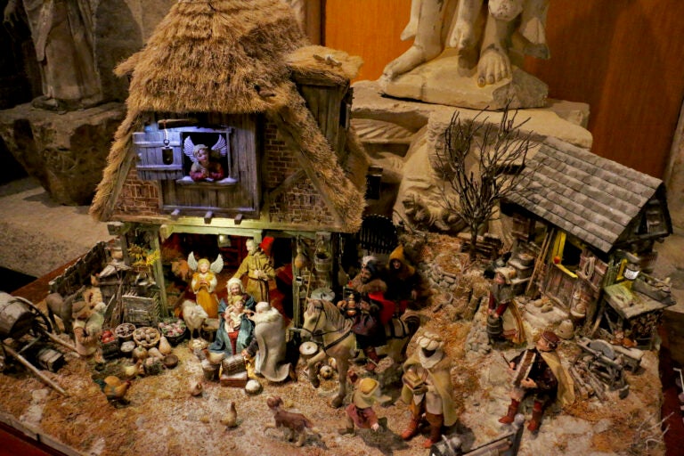 A Flemish nativity scene viewed from above