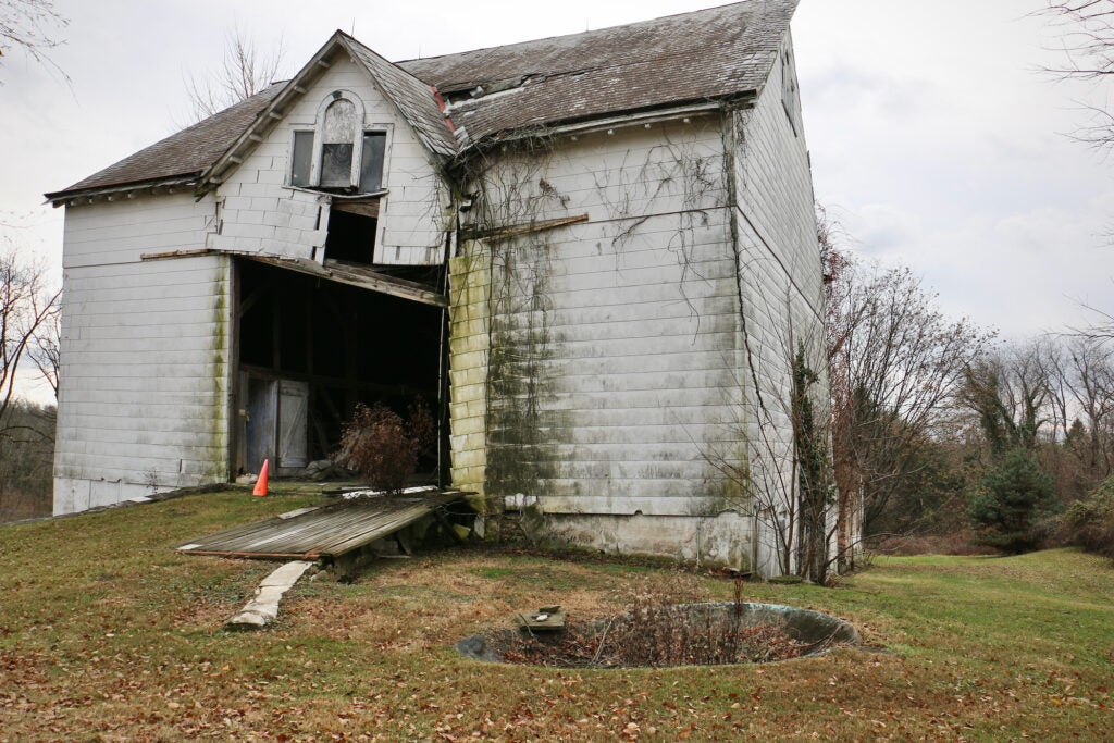 A dilapidated barn