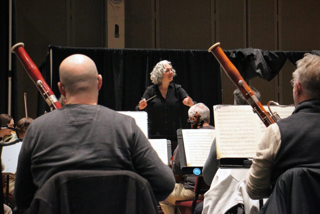 Philadelphia Ballet Orchestra Music Director Beatrice Jona Affron conducts a rehearsal