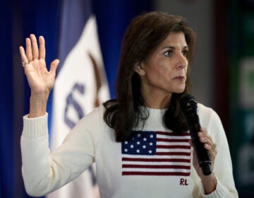 Republican presidential candidate Nikki Haley speaks during a town hall, Monday, Dec. 18, 2023, in Nevada, Iowa.