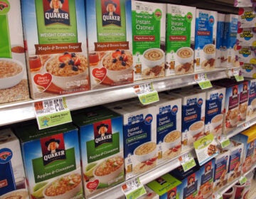 Quaker Oats Company products at Hannaford stores' cereal aisle at a South Portland, Maine, store on Wednesday, Oct. 23, 2013. (AP Photo/Clarke Canfield)