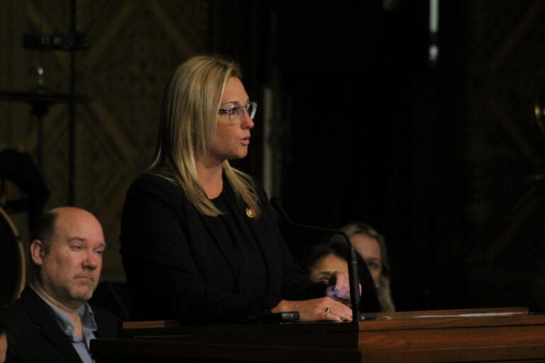 State Rep. Martina White said antisemitism ''in all its forms is an affront to our values of freedom, tolerance and diversity.'' (Cory Sharber/WHYY)