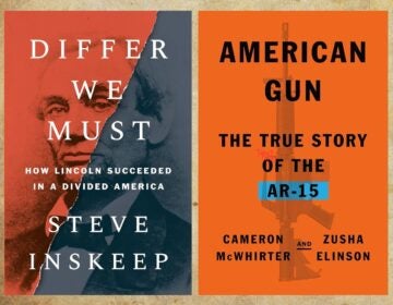 The image shows the covers of the two books American Gun: The True Story of the AR-15 by Cameron McWhirter and Zusha Elinson, plus Differ We Must by Steve Inskeep