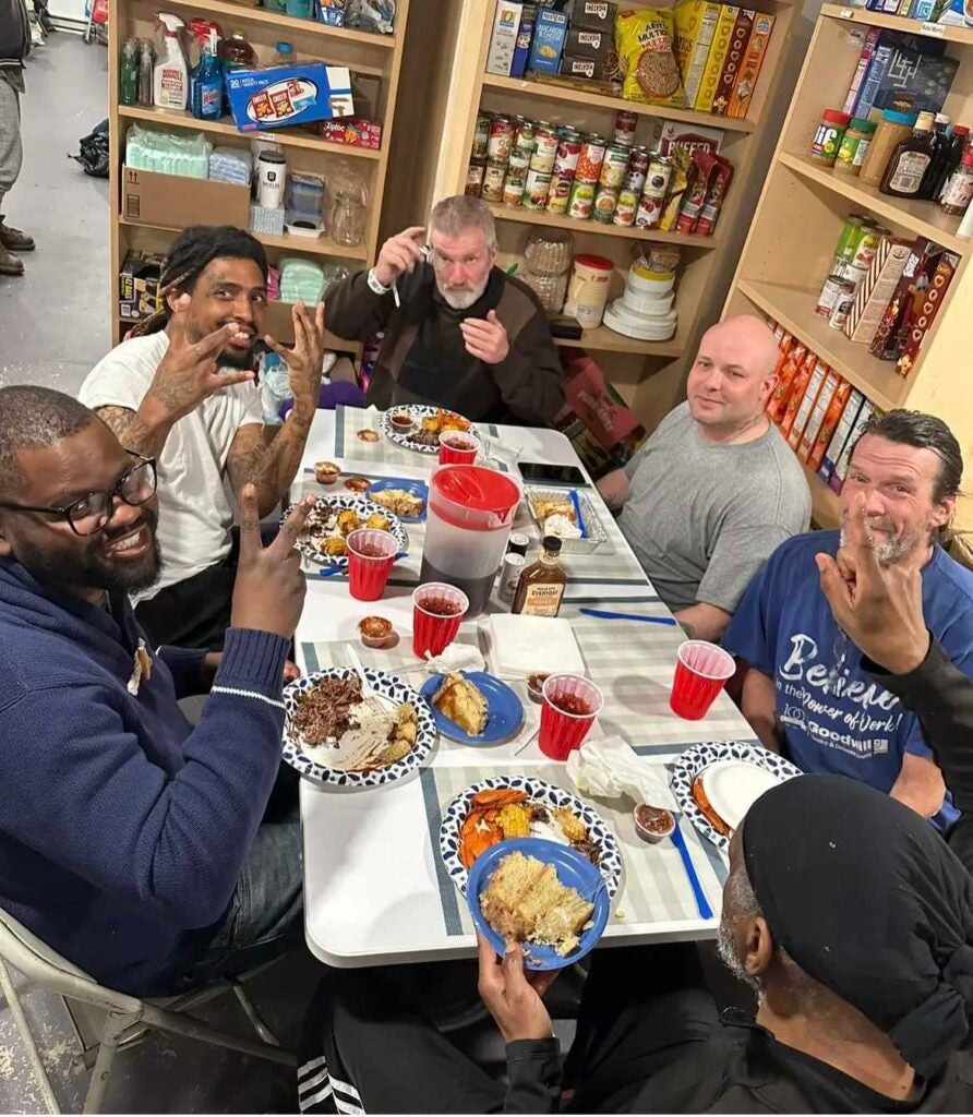 Breaking Bread residents enjoying their nightly meal.