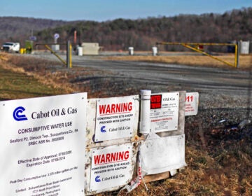 This Feb. 13, 2012, file photo shows a Cabot Oil Gas Corp. wellhead in Dimock, Pa.