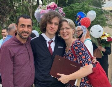 Hisham Awartani with his father, Ali Awartani, and mother, Elizabeth Price. Awartani is a junior at Brown University, studying mathematics and archaeology.n(Elizabeth Price)