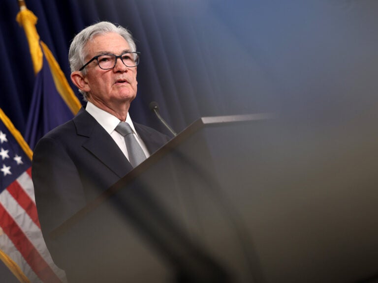 Federal Reserve Chair Jerome Powell speaks during a news conference after the central bank's policy meeting at the Federal Reserve in Washington, D.C., on Nov. 1, 2023. The Fed kept interest rates unchanged on Wednesday, but projected they would be able to lower them next year. (Kevin Dietsch/Getty Images)