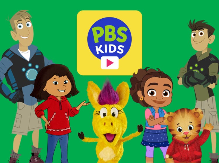 Cartoon and puppet characters from PBS KIDS shows