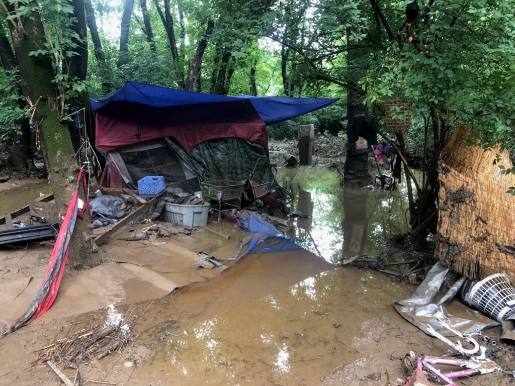 The encampment after it had been flooded