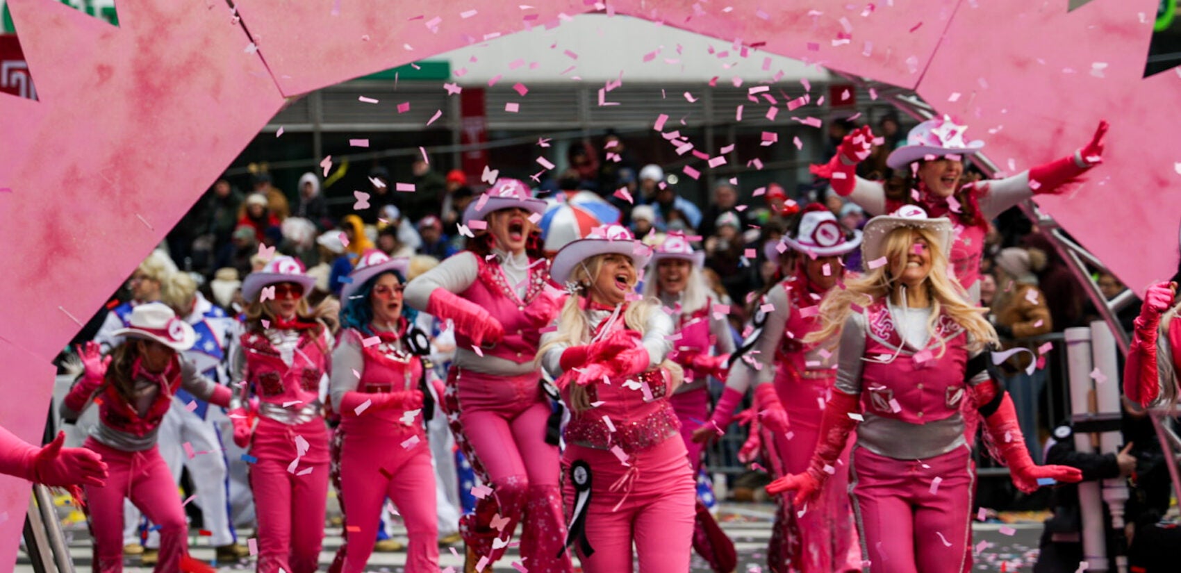 Mummers celebrating the New Year perform a sketch inspired by the Barbie movie