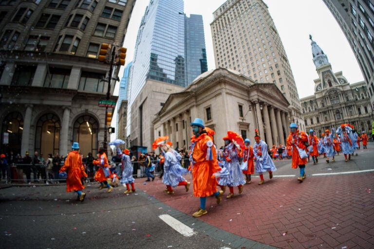 Mummers strut down Broad Street on Jan. 1, 2024.