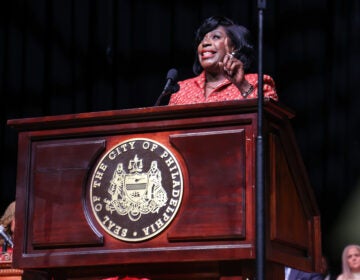 Cherelle Parker speaking at a podium