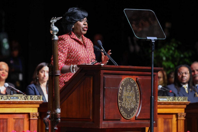 Philadelphia Mayor Cherelle Parker addresses the public for the first time after being sworn into office on Jan. 2, 2024.