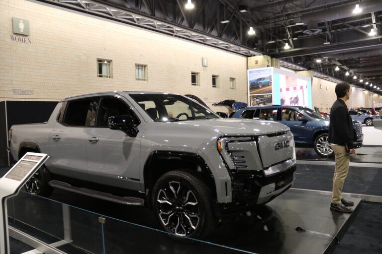 Electric vehicles were some of the hot commodities at the Pennsylvania Convention Center, including this GMC Sierra EV.