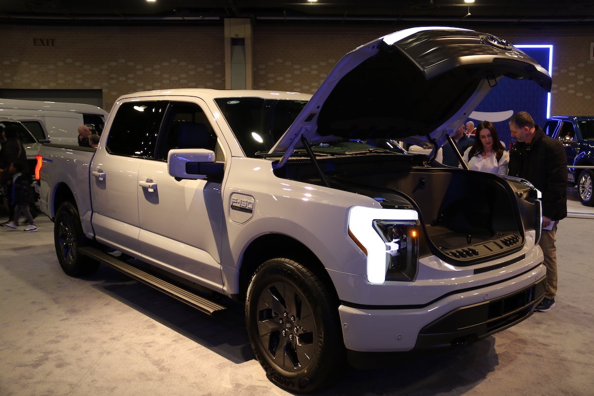 Electric vehicles were some of the hot commodities at the Pennsylvania Convention Center, including this Ford F-150 Lightning.