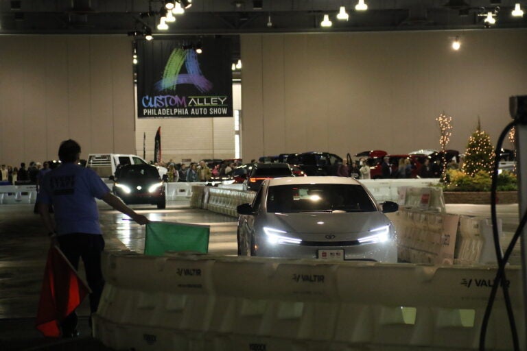 Attendees can get behind the wheel of various vehicles at the Philadelphia Auto Show, including a Toyota Prius.