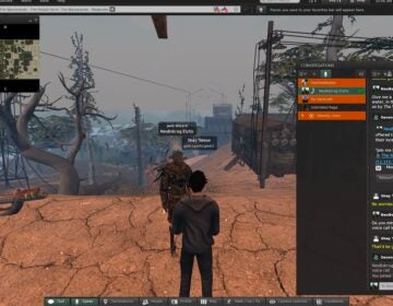 Second Life is a 3D virtual world where users can connect and engage with others. Reporter Grant Hill’s avatar is seen walking through a post-apocalyptic community. (Screenshot of Second Life)