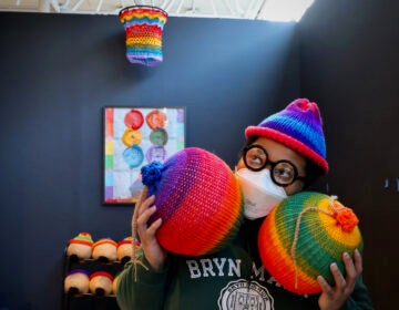 Wit López incorporates knitted basketballs, a crocheted hoop and self portraits into their work for ''(re)FOCUS 2024,'' which celebrates the 50th anniversary Philadelphia Focuses on Women in the Visual Arts.