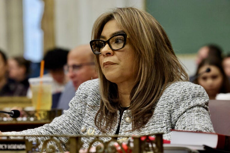 Philadelphia City Councilmember Quetcy Lozada at her desk at City Council chambers at City Hall
