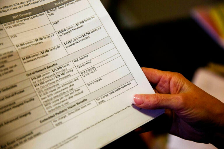 A close-up of a health insurance coverage form being held by someone.