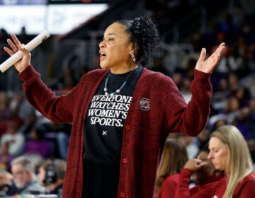 South Carolina head coach Dawn Staley coaches from the sideline against East Carolina during the second half of an NCAA college basketball game, Saturday, Dec. 30, 2023, in Greenville, N.C.