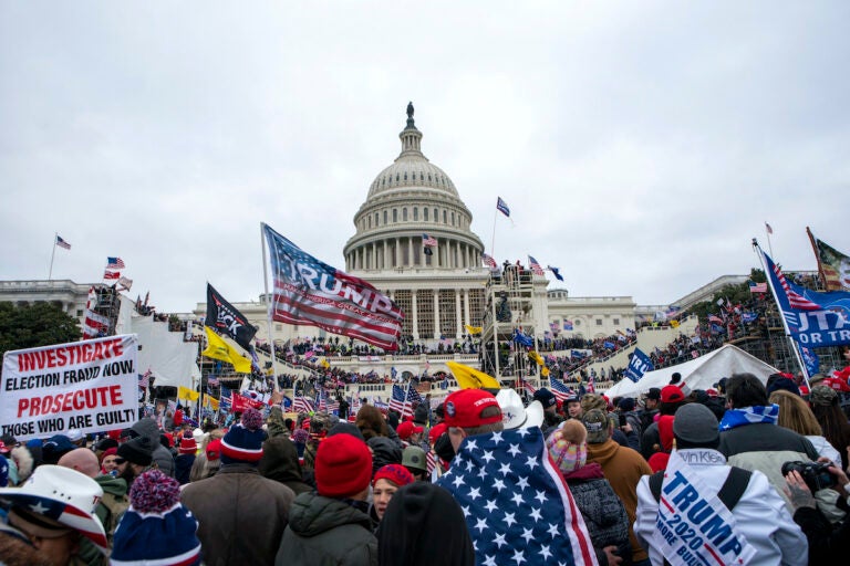 File photo: Rioters loyal to President Donald Trump gather on the West Front of the U.S. Capitol in Washington on Jan. 6, 2021.