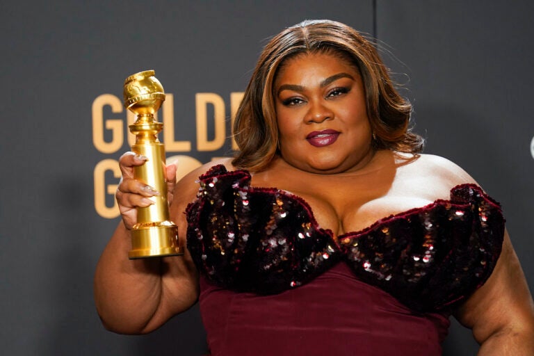 Da'Vine Joy Randolph poses in the press room with the award for best performance by an actress in a supporting role in any motion picture for ''The Holdovers'' at the 81st Golden Globe Awards on Sunday, Jan. 7, 2024, at the Beverly Hilton in Beverly Hills, Calif.